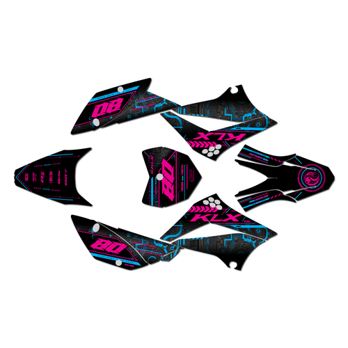 kawasaki klx110 graphics kit 2010-2026 rift series magenta