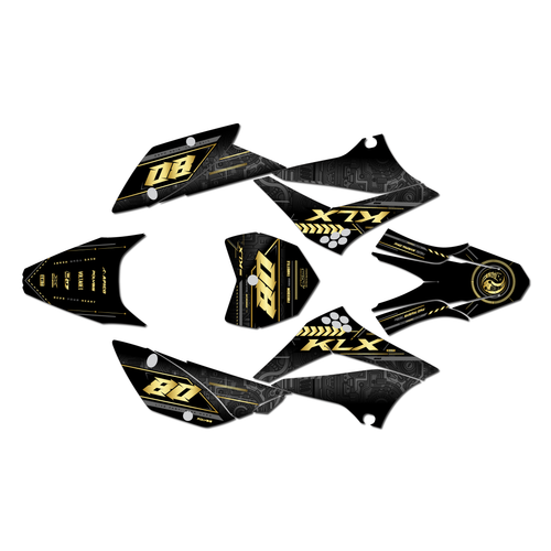 kawasaki klx110 graphics kit 2010-2026 rift series gold