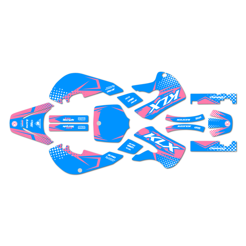 kawasaki klx110 graphics kit 2002-2009 spear series cyan-pink
