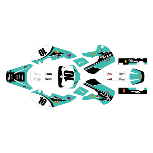 kawasaki klx110 graphics kit 2002-2009 speed series teal