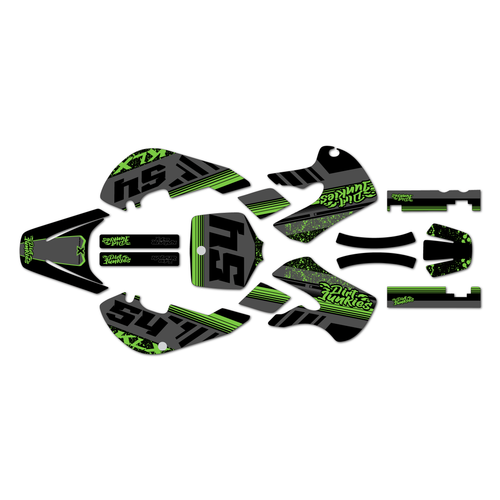kawasaki klx110 graphics kit 2002-2009 split series green