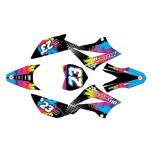 kawasaki klx110 graphics kit 2010-2026 splash series rainbow