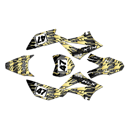 kawasaki klx110 graphics kit 2010-2026 thunder series gold