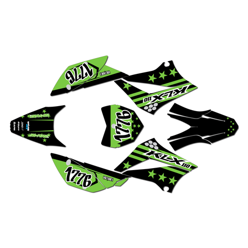 kawasaki klx110 graphics kit 2010-2026 usa series green
