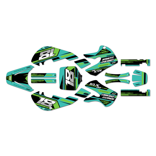 kawasaki klx110 graphics kit 2002-2009 warrior series teal