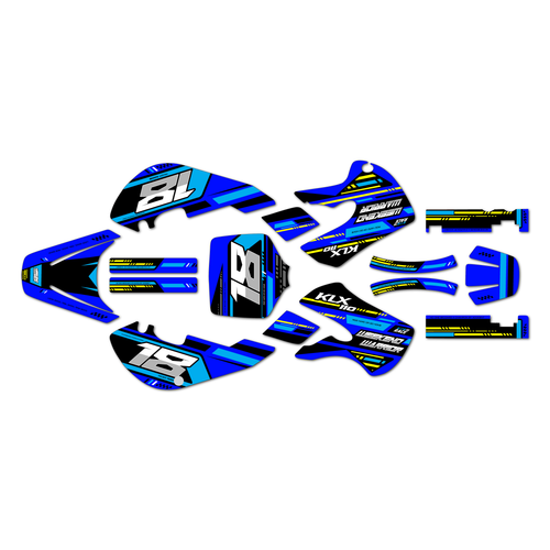 kawasaki klx110 graphics kit 2002-2009 warrior series blue