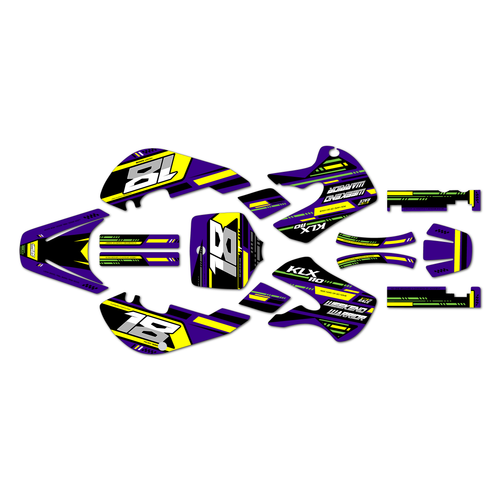 kawasaki klx110 graphics kit 2002-2009 warrior series purple