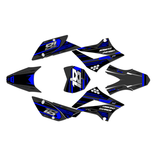 kawasaki klx110 graphics kit 2010-2026 warrior series blue-shift