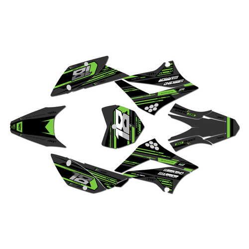 kawasaki klx110 graphics kit 2010-2026 warrior series green-shift