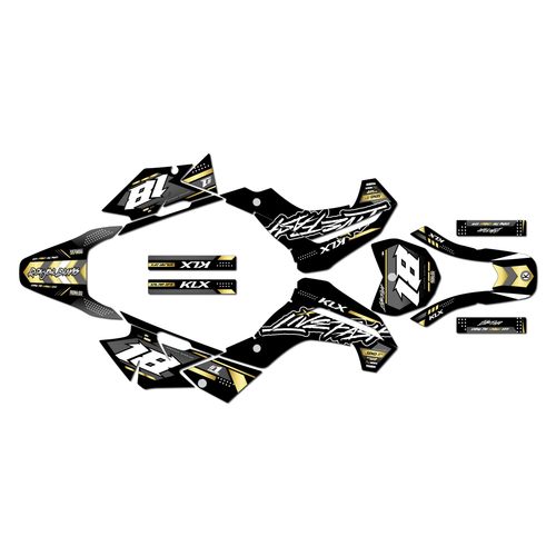 kawasaki klx140r graphics kit 2019-2026 rebel series gold
