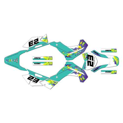 kawasaki klx140r graphics kit 2019-2026 throwback series teal