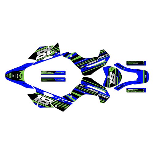 kawasaki klx140r graphics kit 2019-2026 warrior series blue