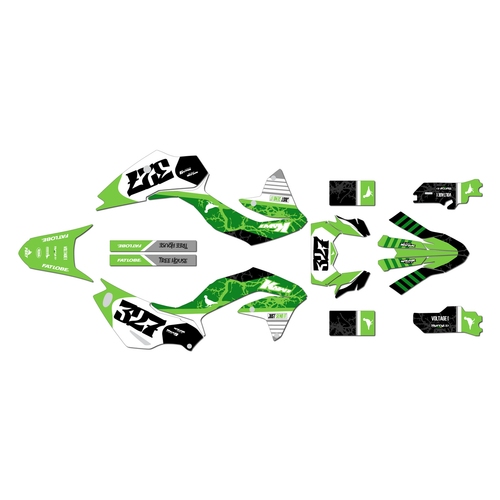kawasaki klx230 graphics kit 2022-2023 rail series green