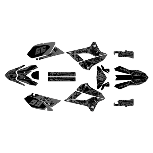 kawasaki klx300sm graphics kit 2021-2023 revolt series smoke