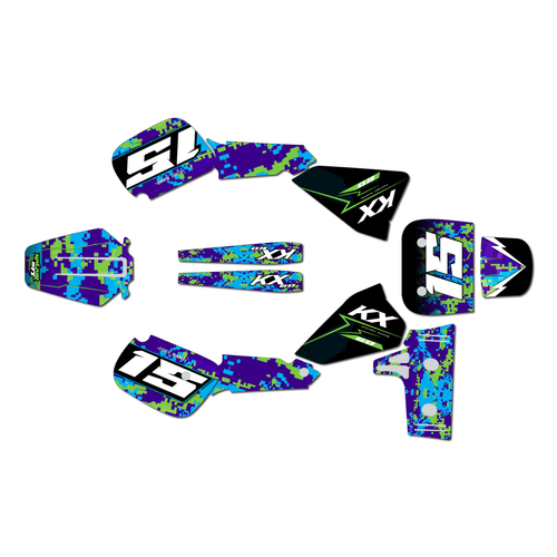 kawasaki kx60 graphics kit 1984-2004 cyberware series purple