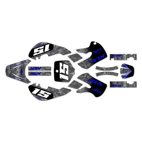 kawasaki kx65 graphics kit 1999-2026 cyberware series blue