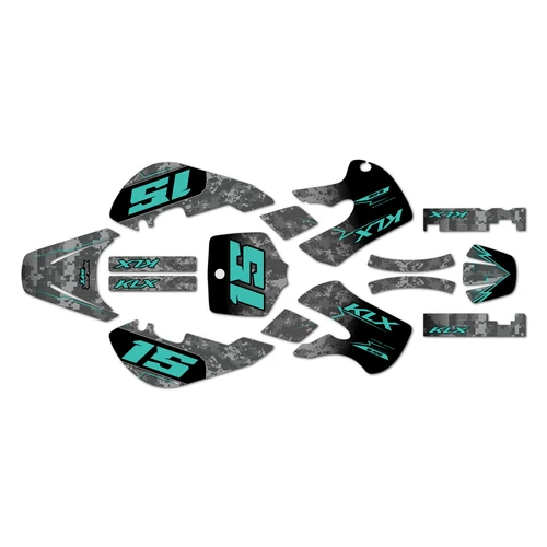 kawasaki kx65 graphics kit 1999-2026 cyberware series teal