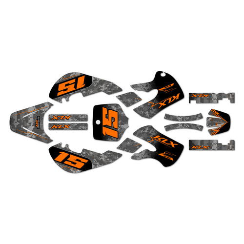 kawasaki kx65 graphics kit 1999-2026 cyberware series orange