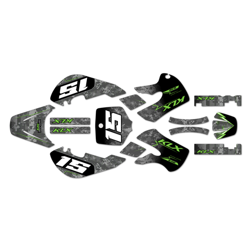 kawasaki kx65 graphics kit 1999-2026 cyberware series green