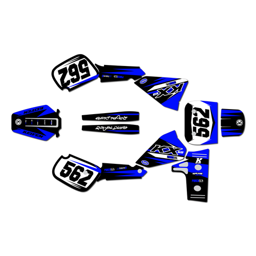 kawasaki kx60 graphics kit 1984-2004 evader series blue