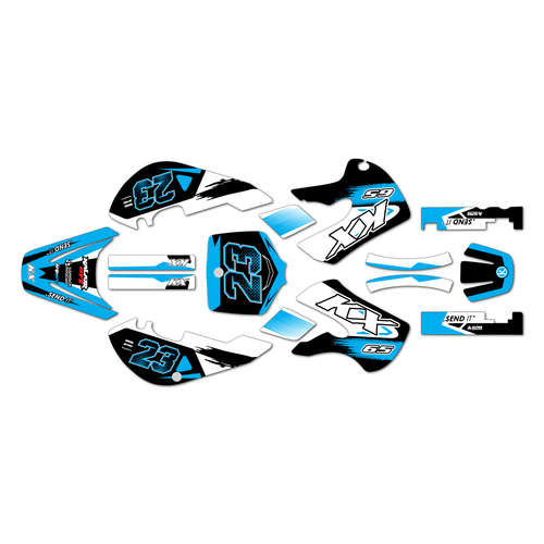 kawasaki kx65 graphics kit 1999-2026 evader series cyan