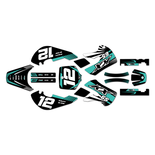kawasaki kx65 graphics kit 1999-2026 fasthouse series teal