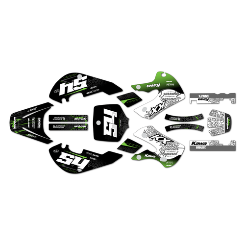kawasaki kx65 graphics kit 1999-2026 fatality series green