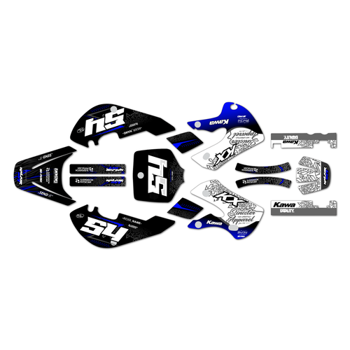 kawasaki kx65 graphics kit 1999-2026 fatality series blue