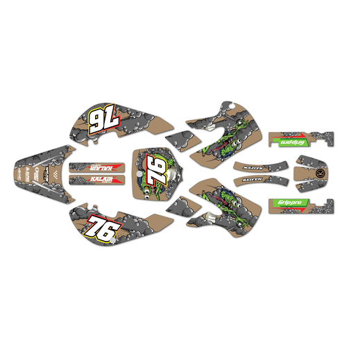 kawasaki kx65 graphics kit 1999-2026 lunatic series tan