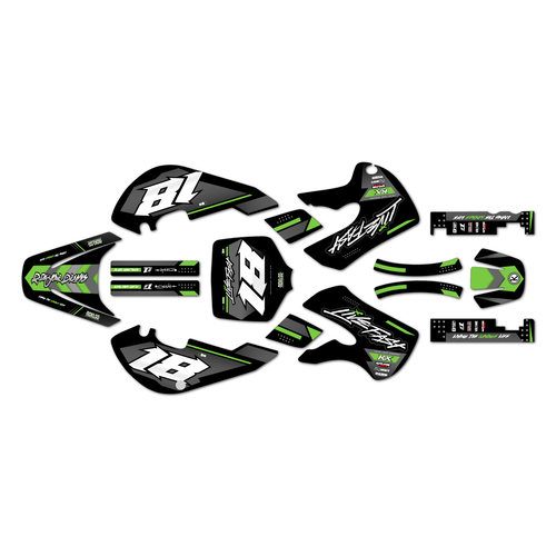 kawasaki kx65 graphics kit 1999-2026 rebel series green