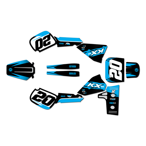 kawasaki kx60 graphics kit 1984-2004 spear series cyan