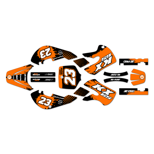 kawasaki kx65 graphics kit 1999-2026 splash series orange
