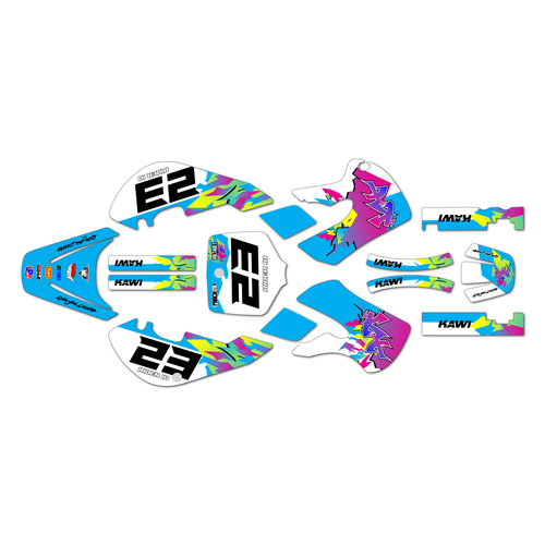 kawasaki kx65 graphics kit 1999-2026 throwback series cyan
