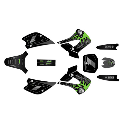 kawasaki kx85u graphics kit 2001-2013 lancaster series green-shift
