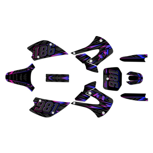 kawasaki kx100u graphics kit 2001-2013 twitch series magenta-shift