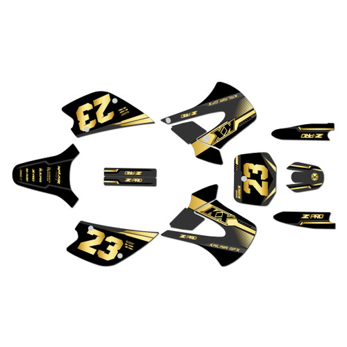kawasaki kx85u graphics kit 2001-2013 viper series gold