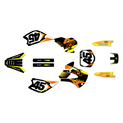 kawasaki kx80 graphics kit 1998-2004 division series orange