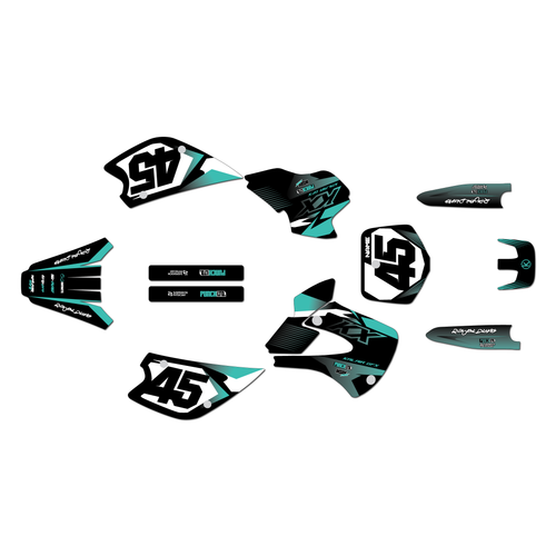 kawasaki kx80 graphics kit 1998-2004 division series teal