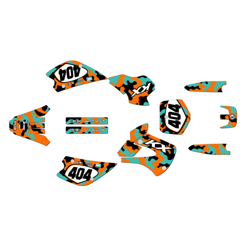 kawasaki kx80 graphics kit 1998-2004 invasion series orange