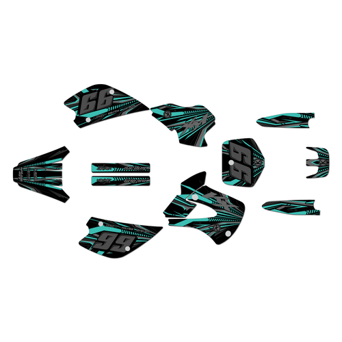 kawasaki kx80 graphics kit 1998-2004 prime series teal
