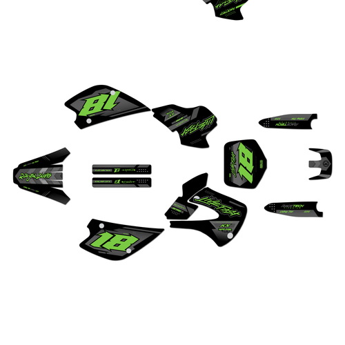 kawasaki kx80 graphics kit 1998-2004 rebel series green-shift