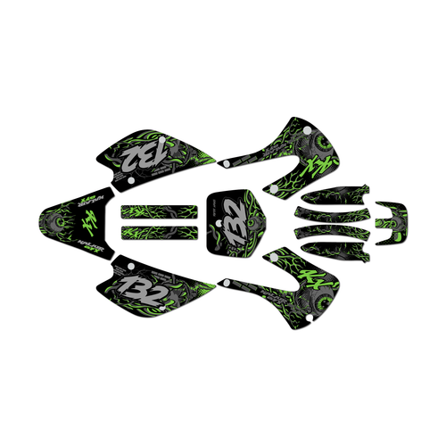 kawasaki kx100 graphics kit 2001-2013 core series green
