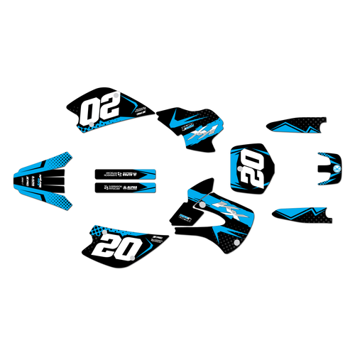 kawasaki kx80 graphics kit 1998-2004 spear series cyan