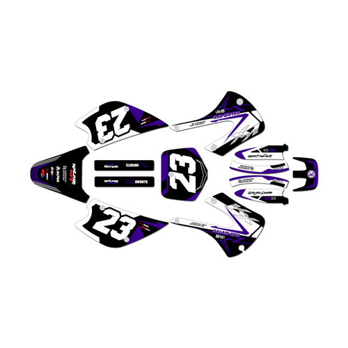 kawasaki kx100 graphics kit 2001-2013 evader series purple