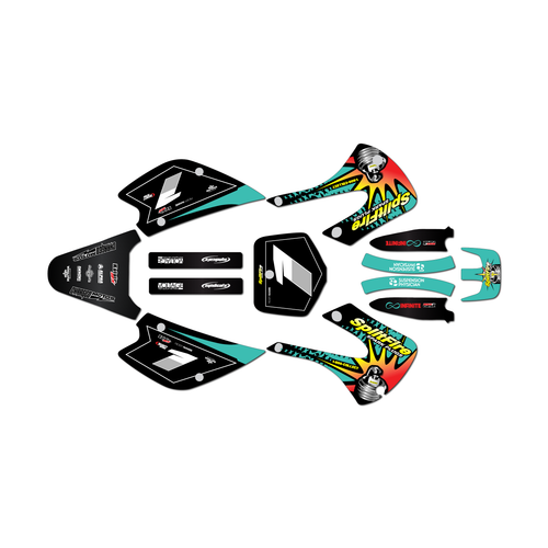 kawasaki kx100 graphics kit 2001-2013 lancaster series teal