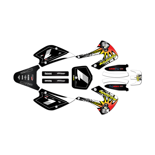 kawasaki kx100 graphics kit 2001-2013 lancaster series white