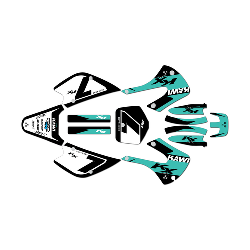 kawasaki kx100 graphics kit 2001-2013 legend series teal