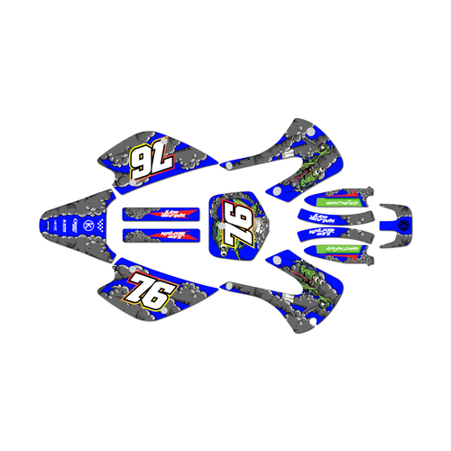 kawasaki kx85 graphics kit 2001-2013 lunatic series blue