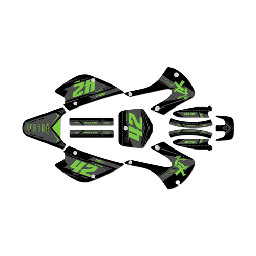 kawasaki kx100 graphics kit 2001-2013 lethal series green-shift