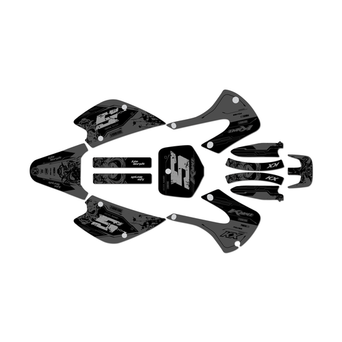 kawasaki kx85 graphics kit 2001-2013 night series smoke